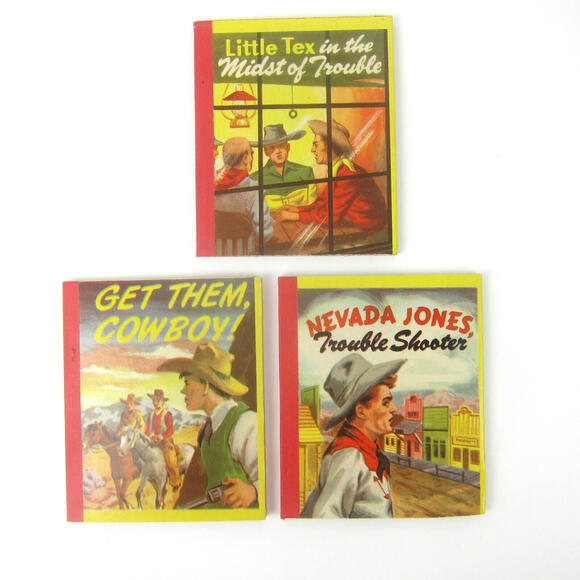 3 Vintage 1949 Kids Cowboy Western Swap It Books Samuel Lowe Little Tex Nevada - Picture 1 of 9